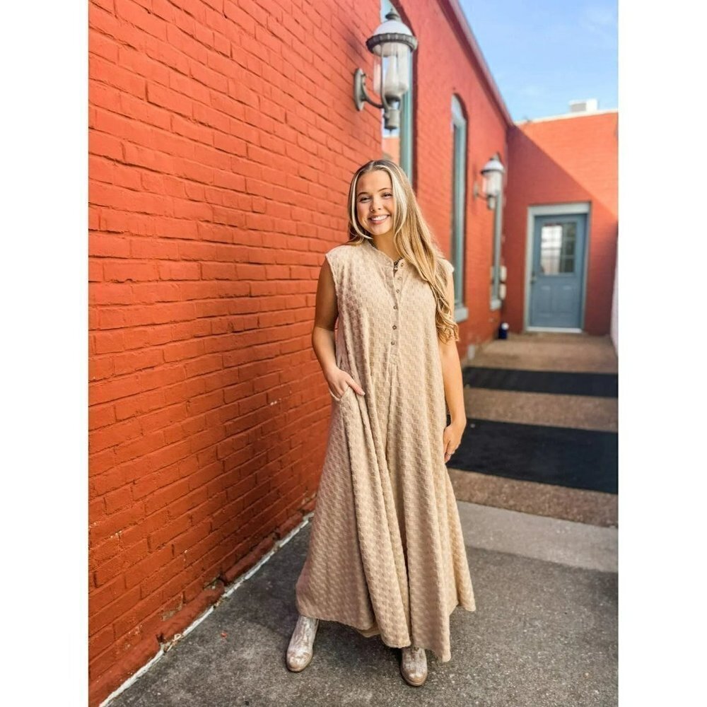 Nellie Checkered Jumpsuit in Taupe - Picture 7 of 10